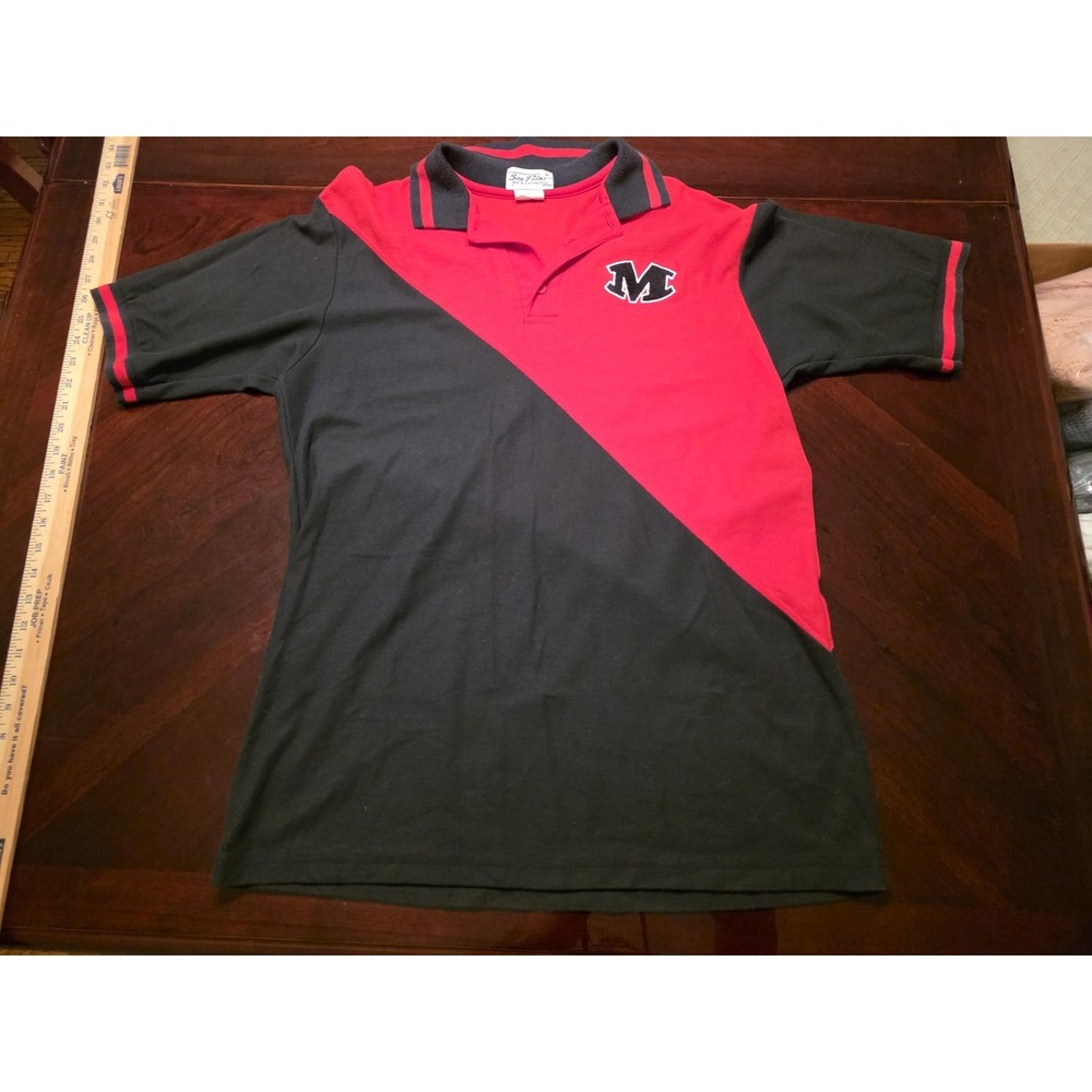Sea Palms By Hartwell Polo Shirt Mens Large‎ Black Red Colorblock M Embroidered